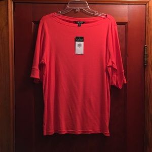 Lauren Ralph Lauren Boatneck Elbow Sleeve Shirt